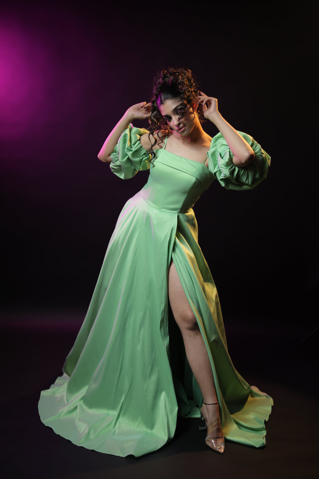 Spaghetti Strap Puffy Evening Dress