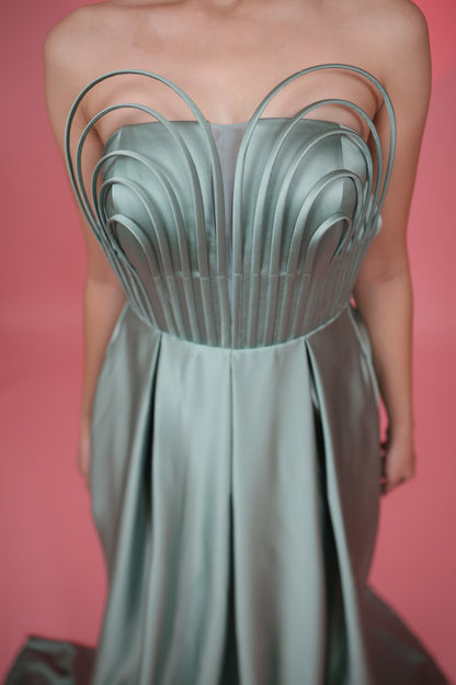 Celeste strapless chest detail evening gown